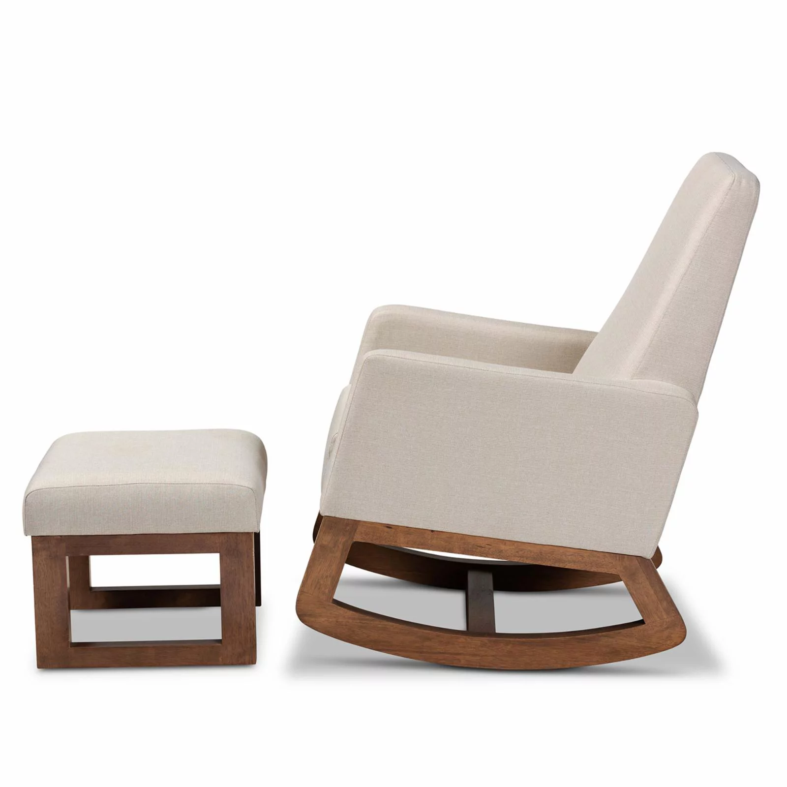 Baxton Studio Yashiya Upholstered Rocker and Ottoman in Beige