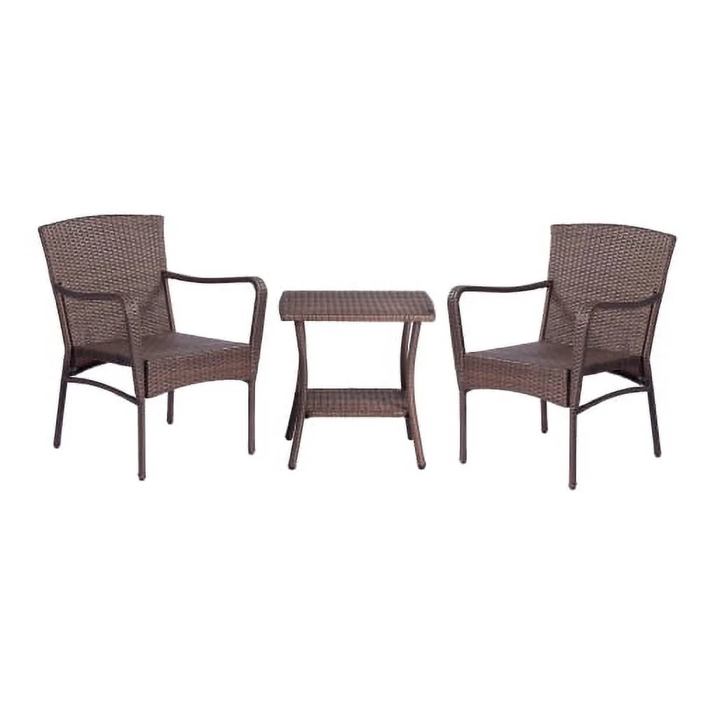 YPDCHB 3 Pieces Outdoor Seating Group   PE Rattan Patio   Wicker Patio Chairs Set  Patio Bistro Sets  Outdoor Conversation Sets - Brown