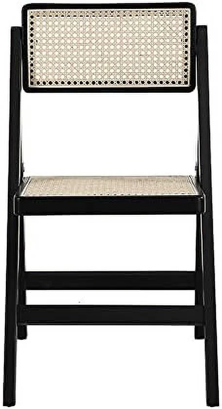 xrboomlife Frances  Folding Cane Rattan Chairs (Black)