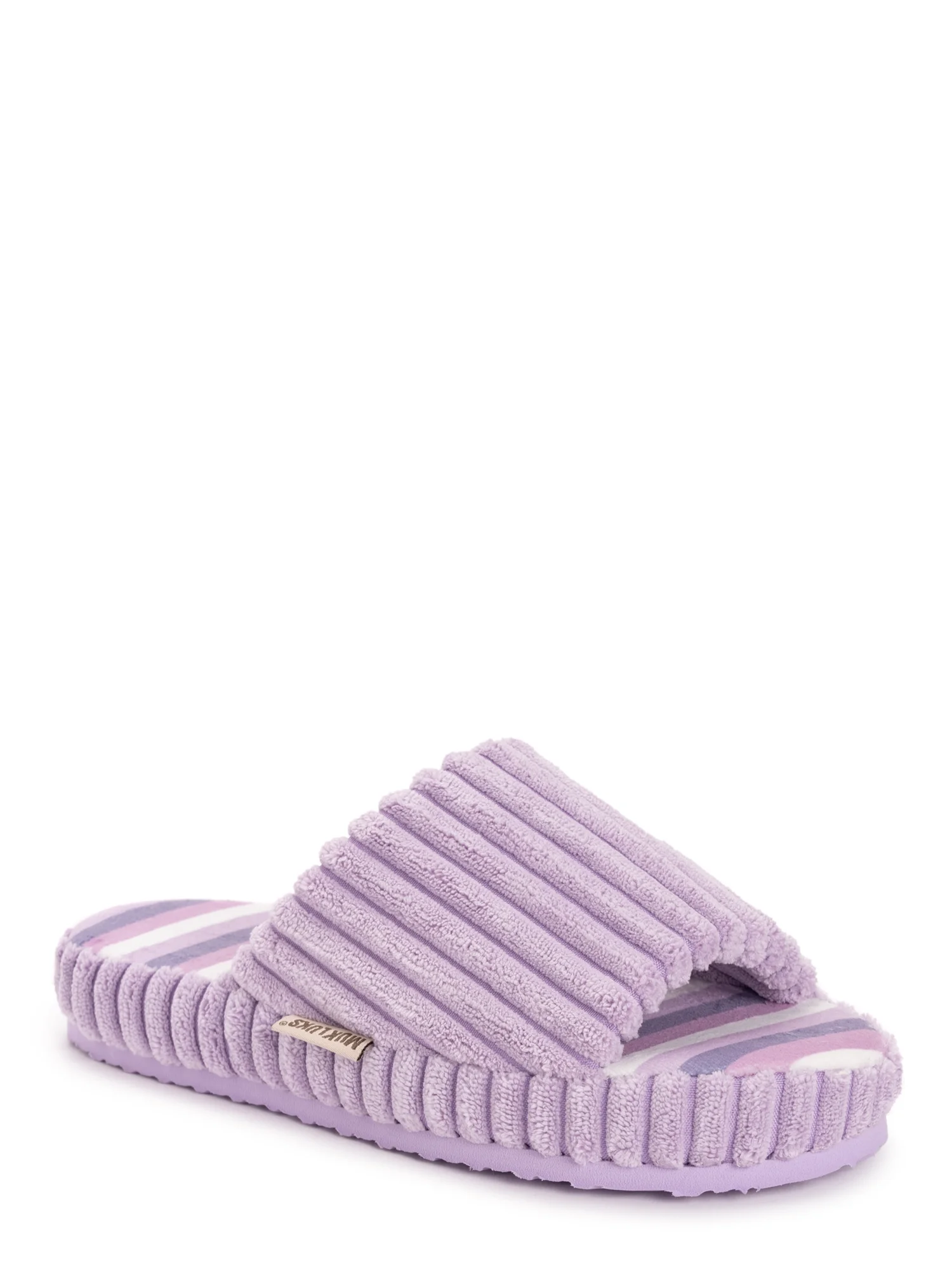MUK LUKS Women's Ribbed Terry Pool Slide Scuff Slippers, Sizes 6-11