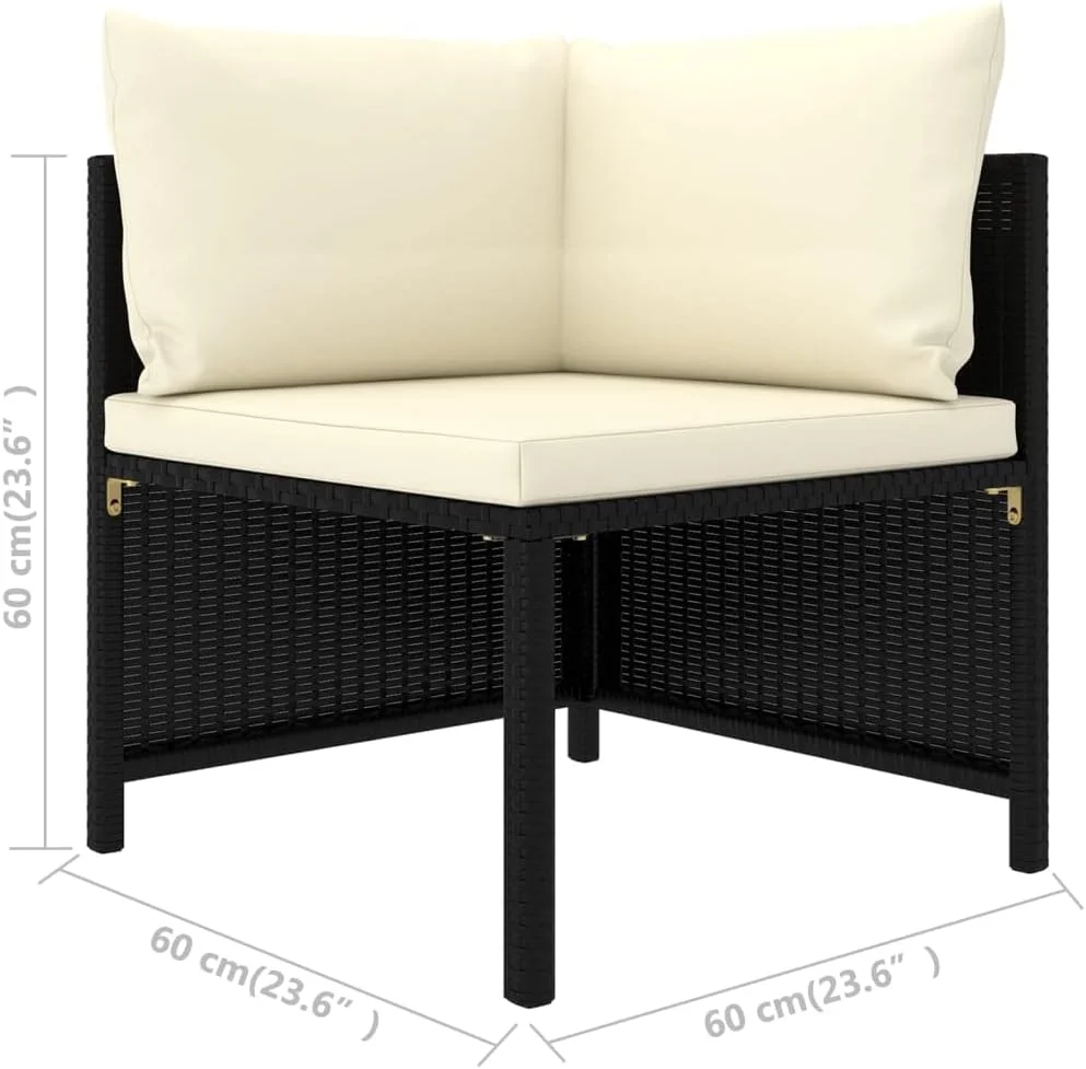 xrboomlife Patio Sofa Set 4 Piece  Sectional Sofa with Cushions  Modular Seat with Tea Table  Outdoor  Set for Garden  Rustic  Solid Teak Wood PE Rattan