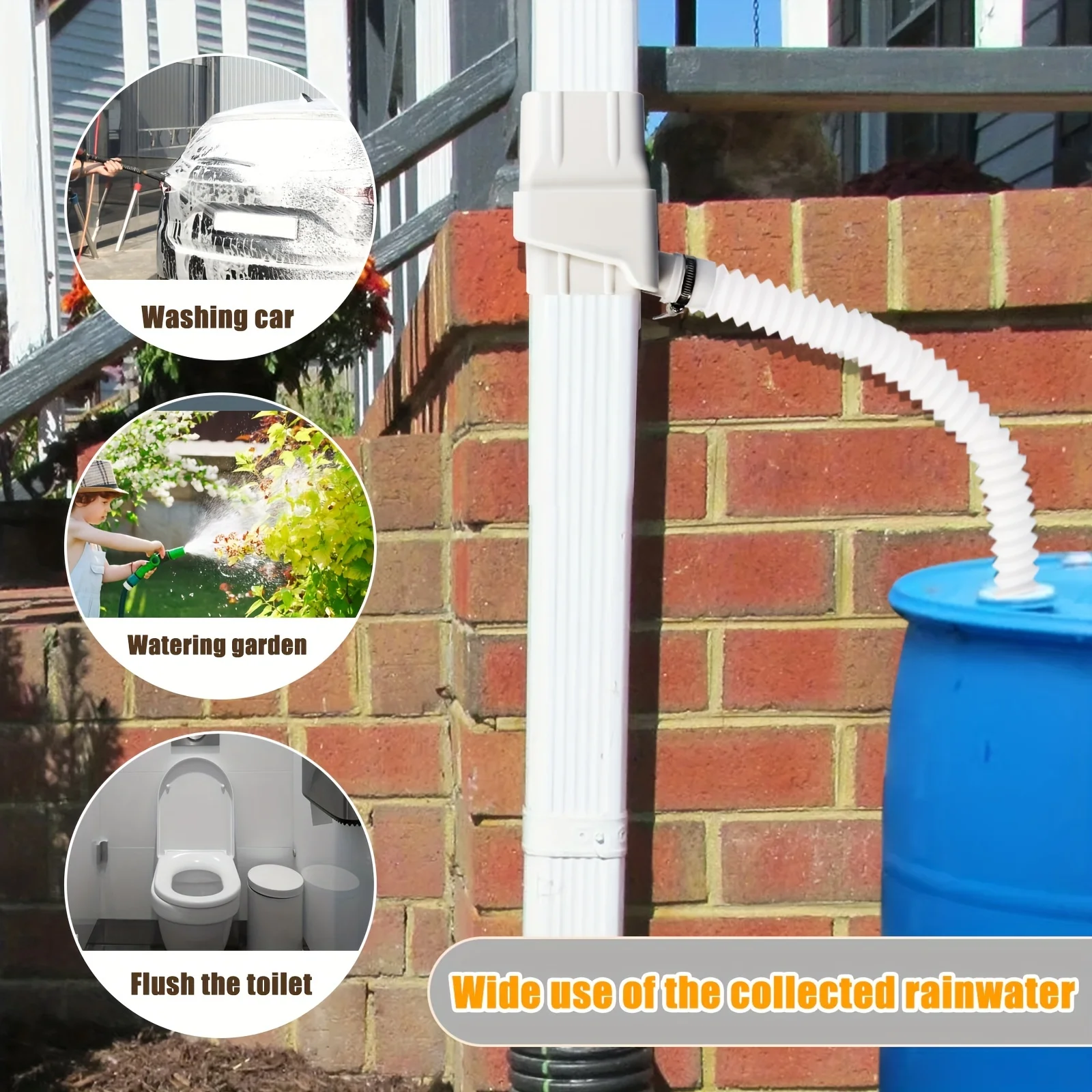 1pc Universal Rainwater Collection System with 50in Hose - Efficient Gutter Diverter Kit for Outdoor Lawn and Garden Watering