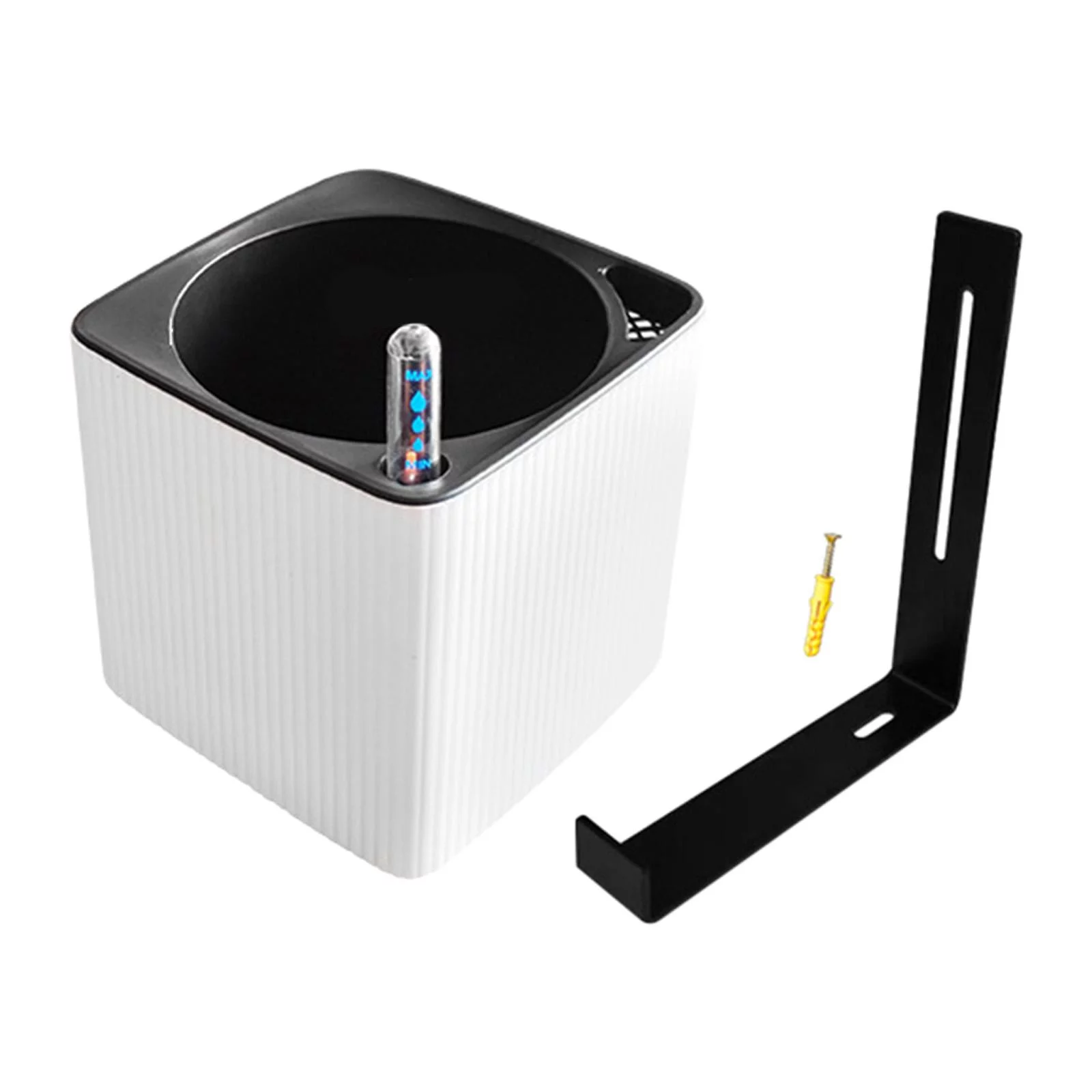 Auto Lazy Flower Pot Self Watering Water-Absorbing with Water Level White with Bracket