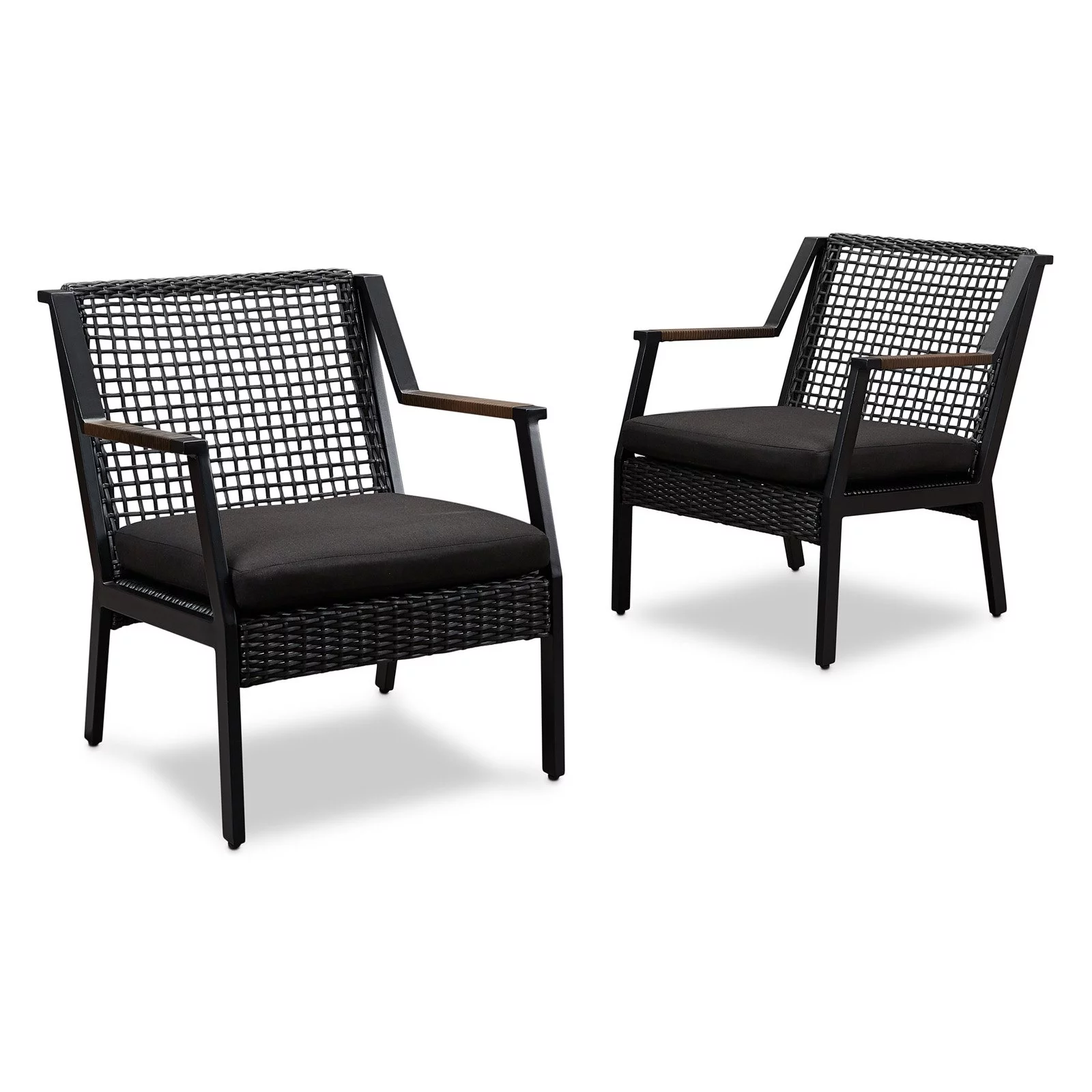 Real Flame Calvin Aluminum Patio Dining Arm Chair in Black (Set of 2)