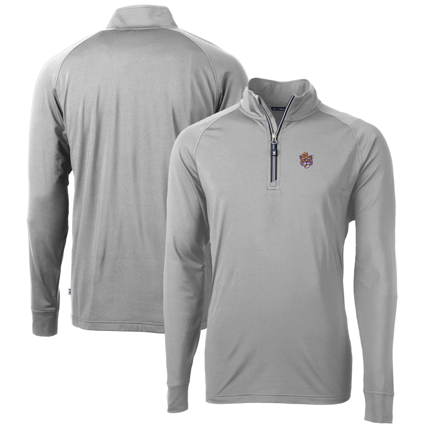 Men's Cutter & Buck Gray LSU Tigers Adapt Eco Knit Stretch Recycled Big & Tall Quarter-Zip Pullover Top