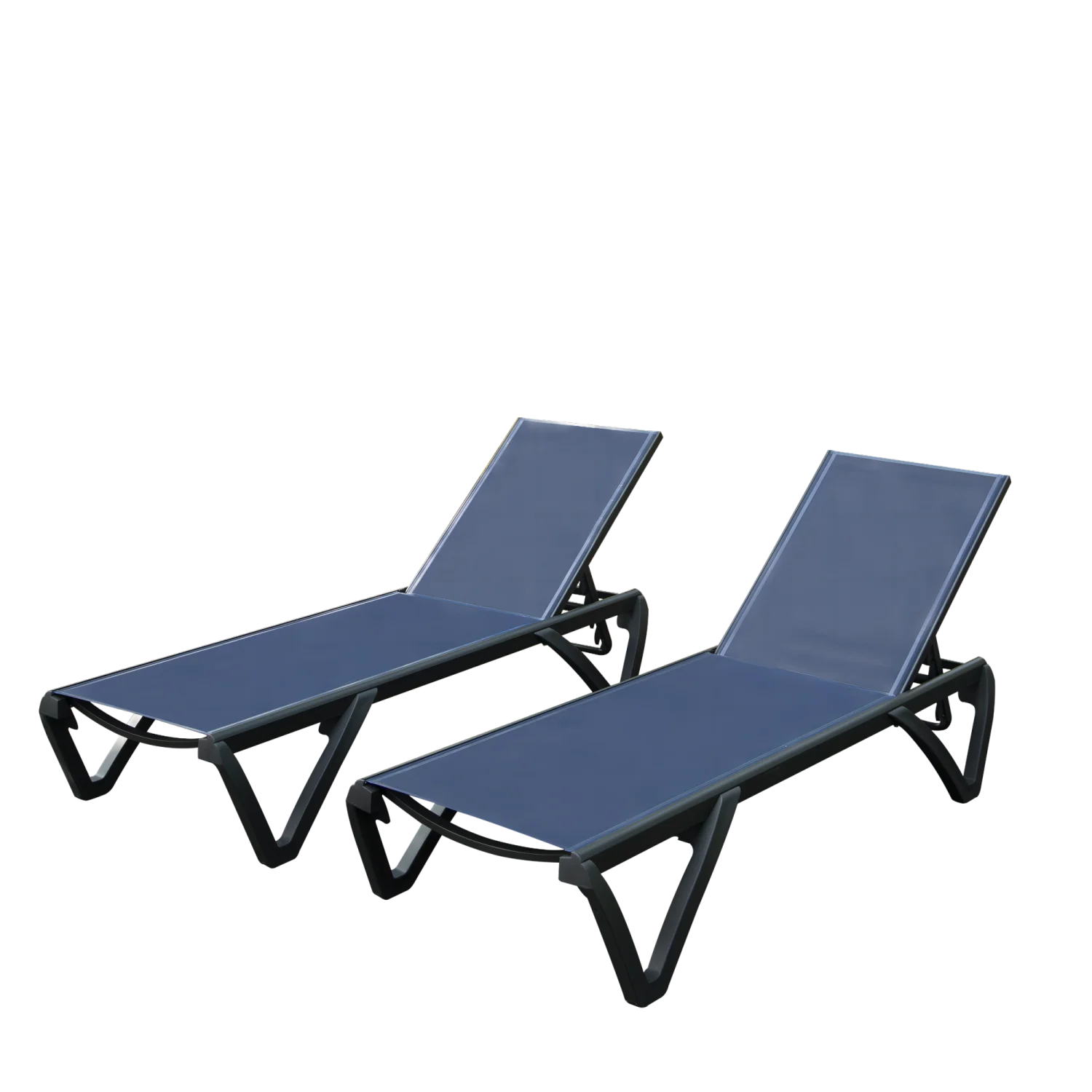 YPDCHB Outdoor Lounge Chair  2 Pieces Aluminum Plastic Patio Chaise Lounge with 5 Position Adjustable Backrest and Wheels  All Weather Reclining Chair for Patio  Navy Blue