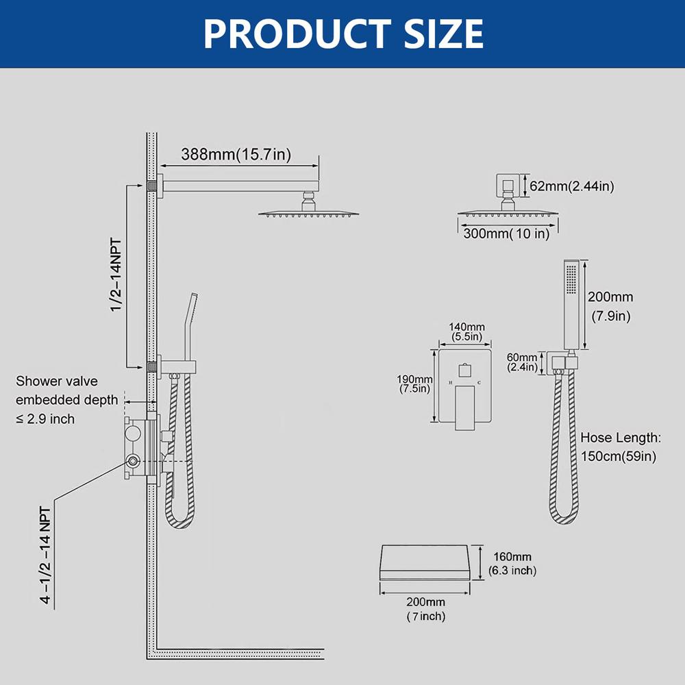 Flroha Shower Head and Handle Set | Shower Valve Kit Shower Set | Shower Fixtures, Faucet Shower Anti-Leak, Handheld Shower Combo, Shower Hardware Set with Extension Arm & Hose