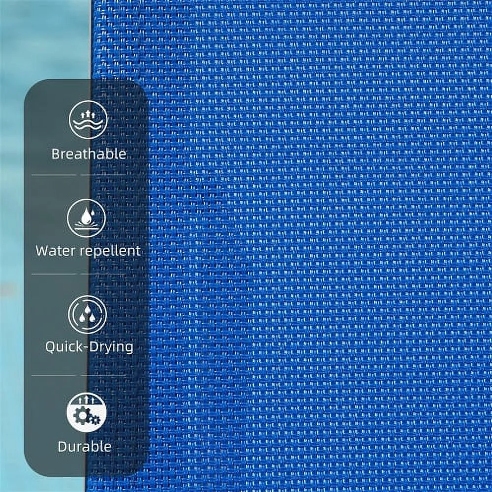 YPDCHB Patio Chaise Lounge Set  3 Pieces Adjustable Backrest Pool Lounge Chairs Steel Textilene Sunbathing Recliner with Headrest (Blue.2 Lounge Chairs+1 Table)