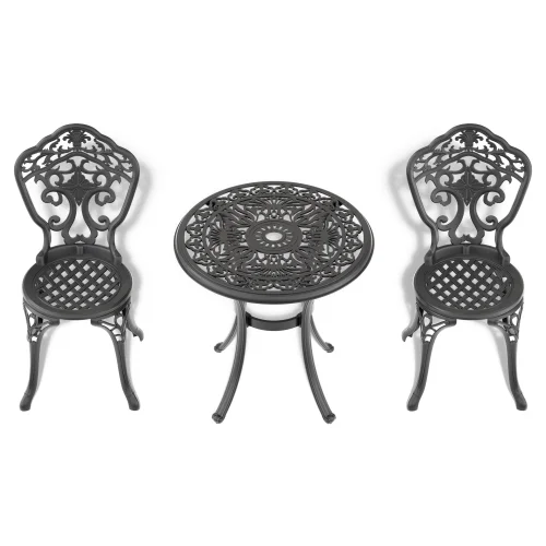 Buumin 3-Piece Set Of Cast Aluminum Patio Furniture With Black Frame