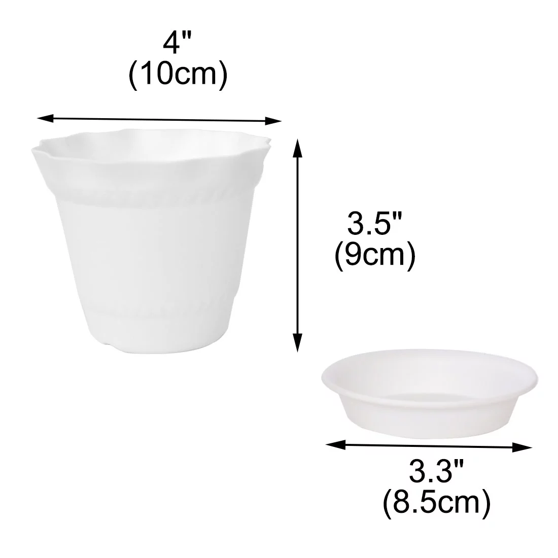 Uxcell Office Plastic Desktop Decor Flower Plant Pot Planter Holder White 10cm Dia