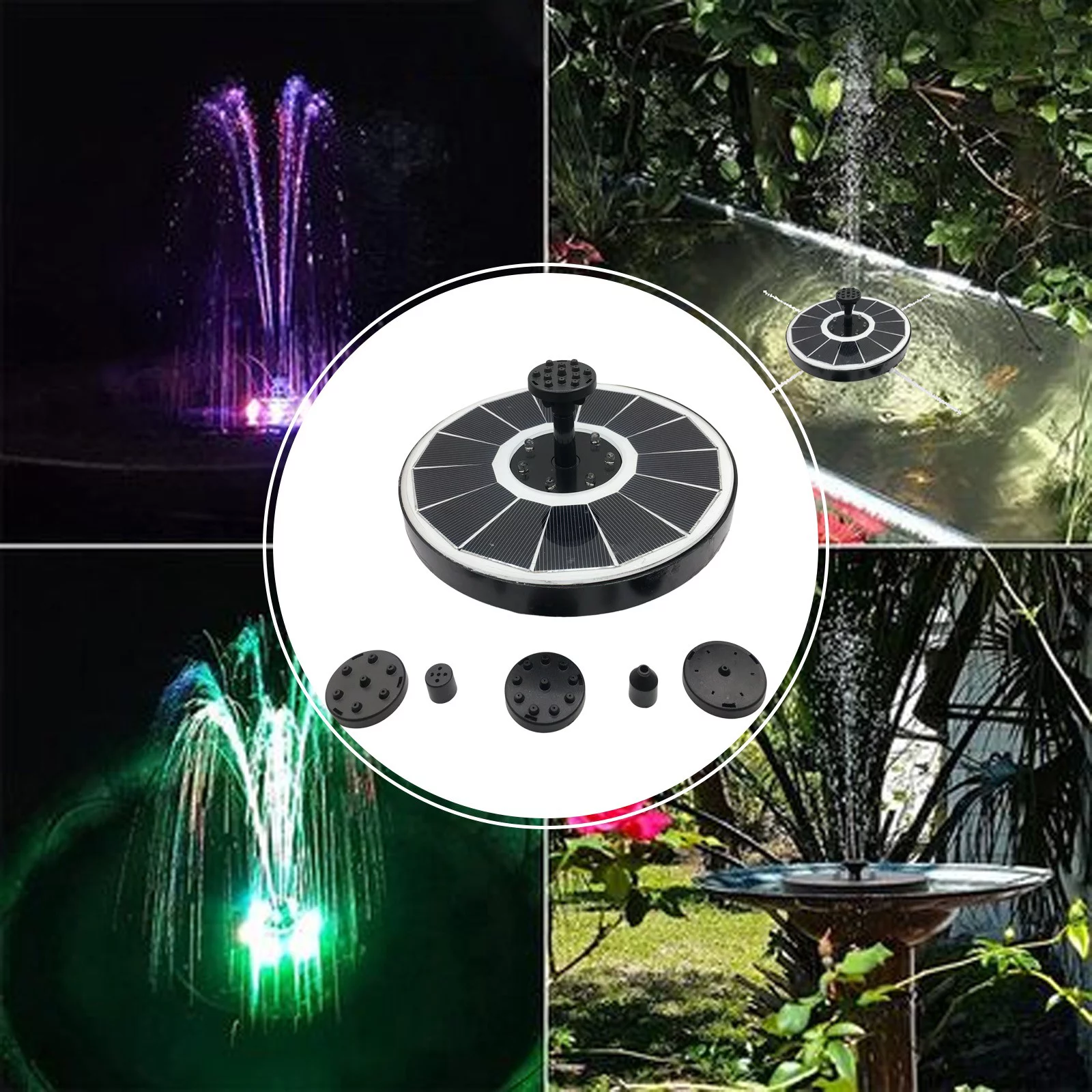3.5W Colorful Solar Sprinkler Bird Bath Garden Sprinkler Timer for Water Hose Irrigation with Timer Sprinkler Rain Gauge Motion Water Sprinkler for Animals Water Timers for Hoses Pad 10 Ft Spigot