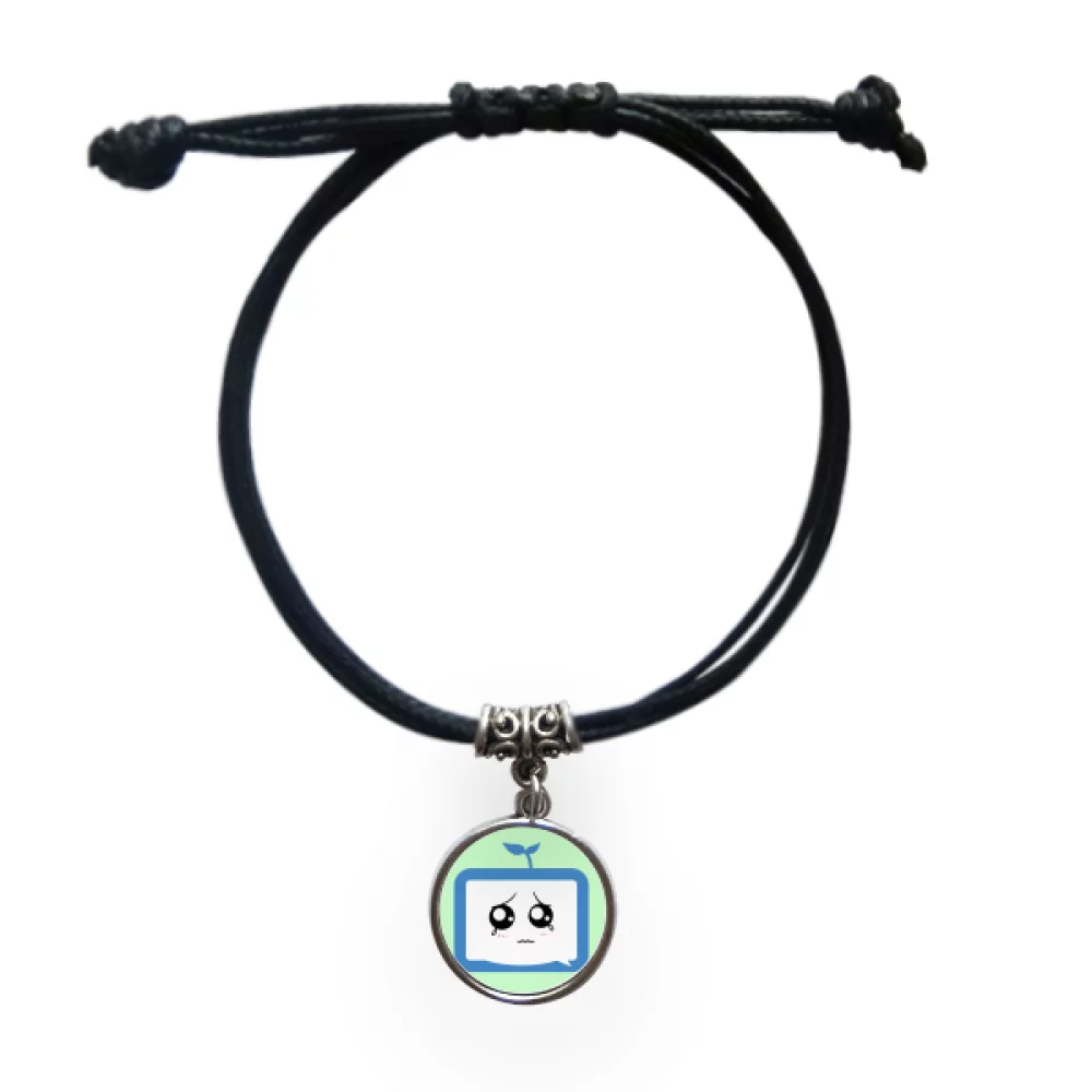 Saplings Injustice Small TV Happy Original Bracelet Leather Rope Wristband Black Jewelry