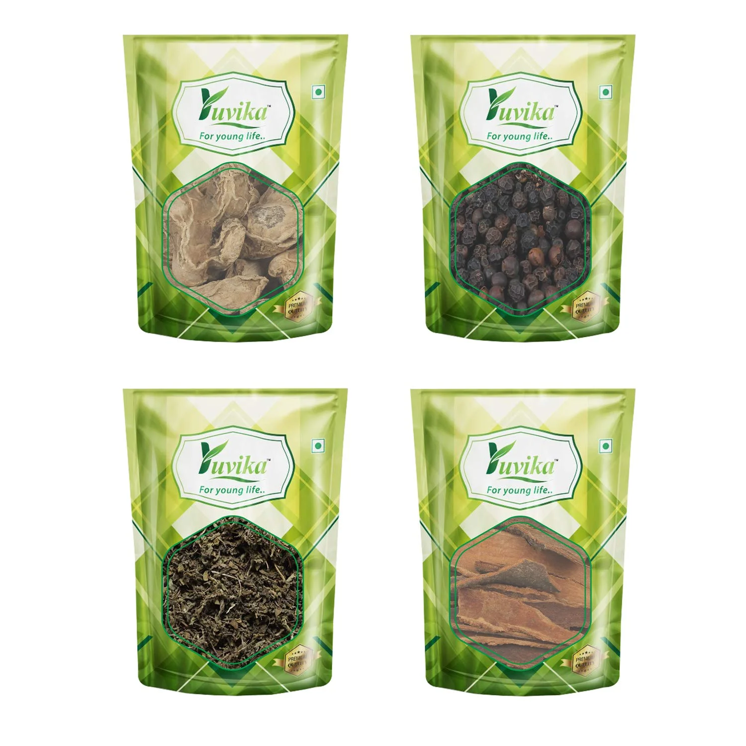 Yuvika Combo Immunity Booster Sonth 50 Grams - Kali Mirch 25 Grams - Tulsi Patta 100 Grams - Dalchini 50 Grams