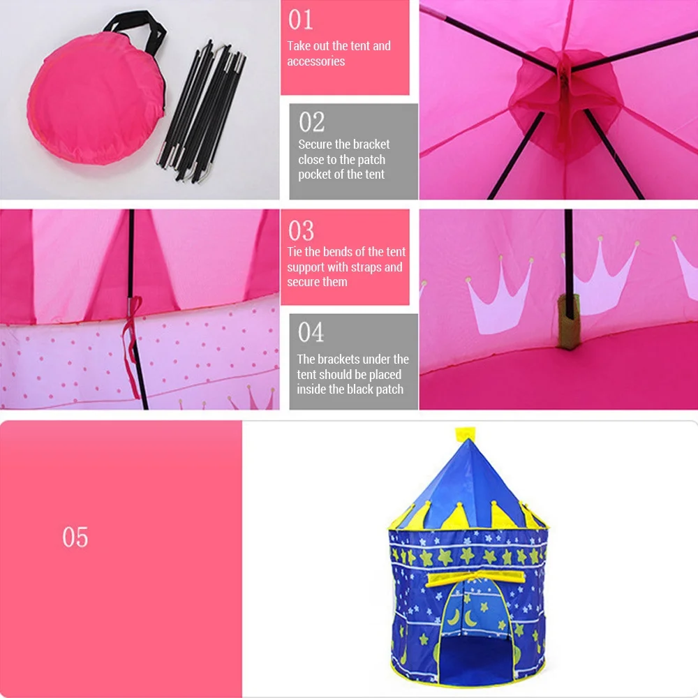 Prince Castle Play Tent Foldable Pop Tent Birthday Gifts for Kids Boys Indoor