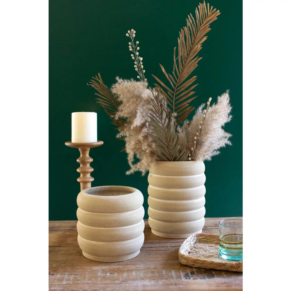 Kalalou Inc Set Of Two Clay Stacked Ring Pots