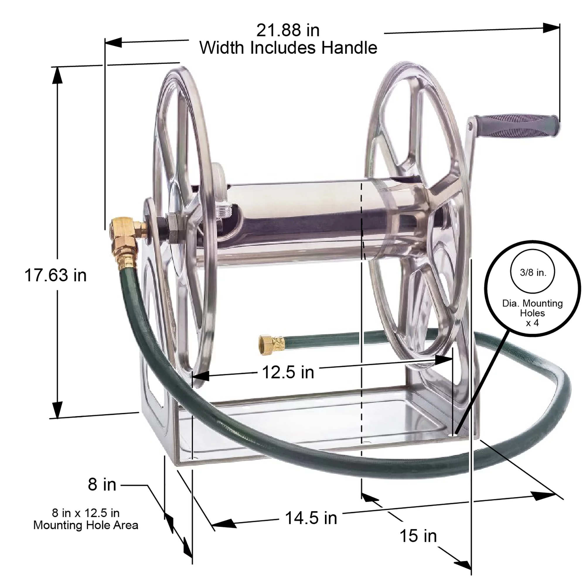 Liberty Garden 200' Stainless Steel 3 in 1 Hose Reel