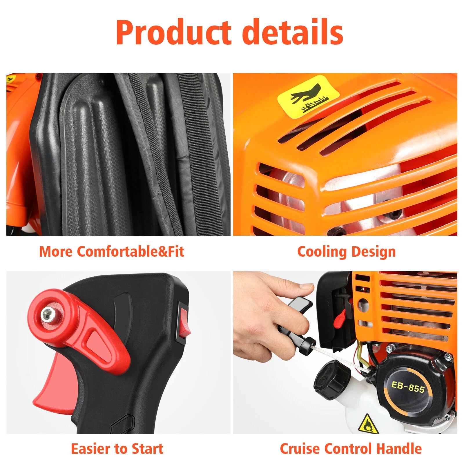 Backpack 43CC Leaf Blower Gas Powered Snow Blower 665CFM 270MPH 2-Stroke 3HP US