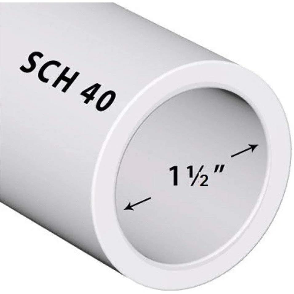 PVC Pipe Sch40 1-1/2 Inch (1.5) White Custom Length 1FT Feet