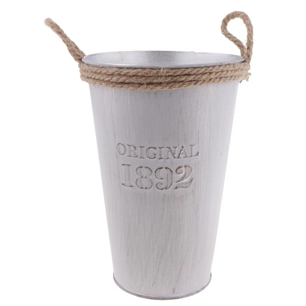 Galvanised Metal Tin Watering Can Container Planter Barrel Basket Garden Decor XL