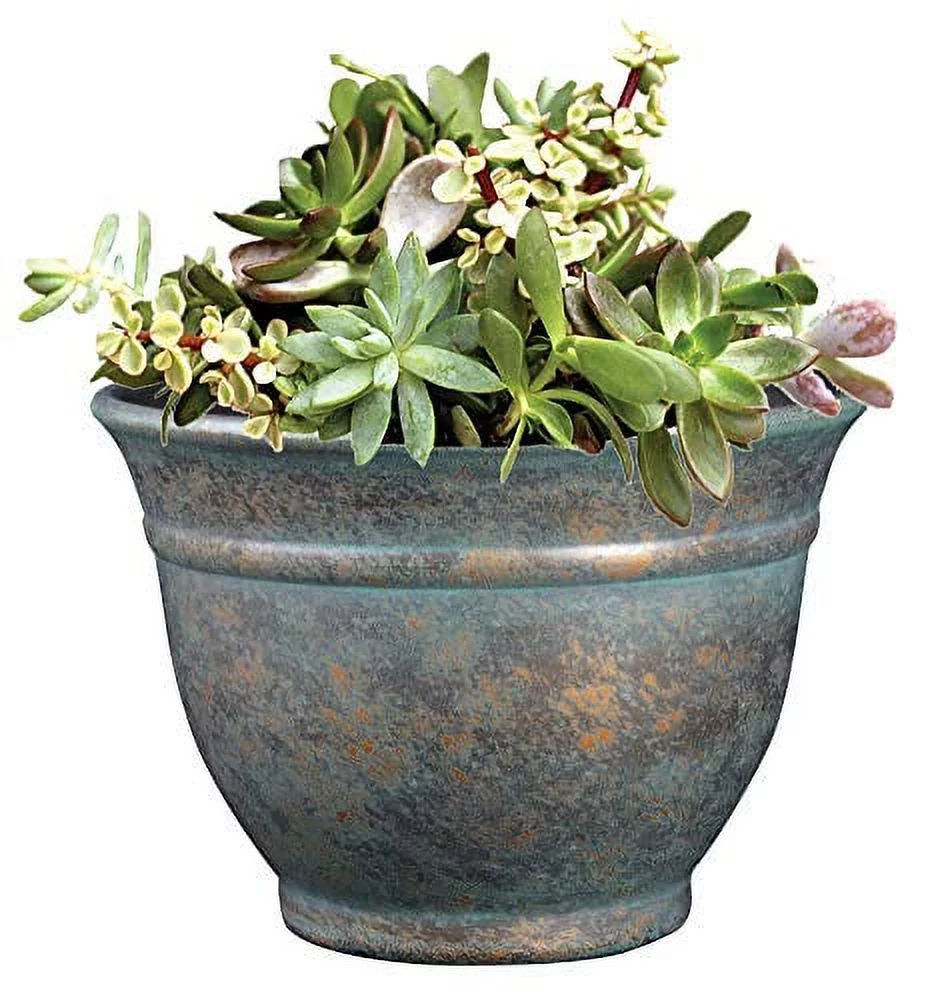 9 In. Weathered Copper Alena Resin Planter