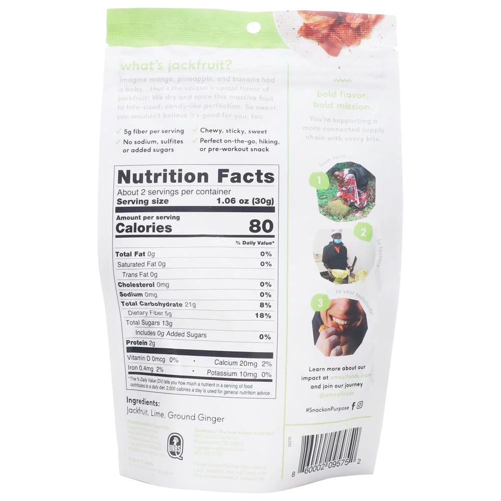 Amazi Foods - Jackfruit Chws Ginger Lime - Case Of 6-2.3 Oz
