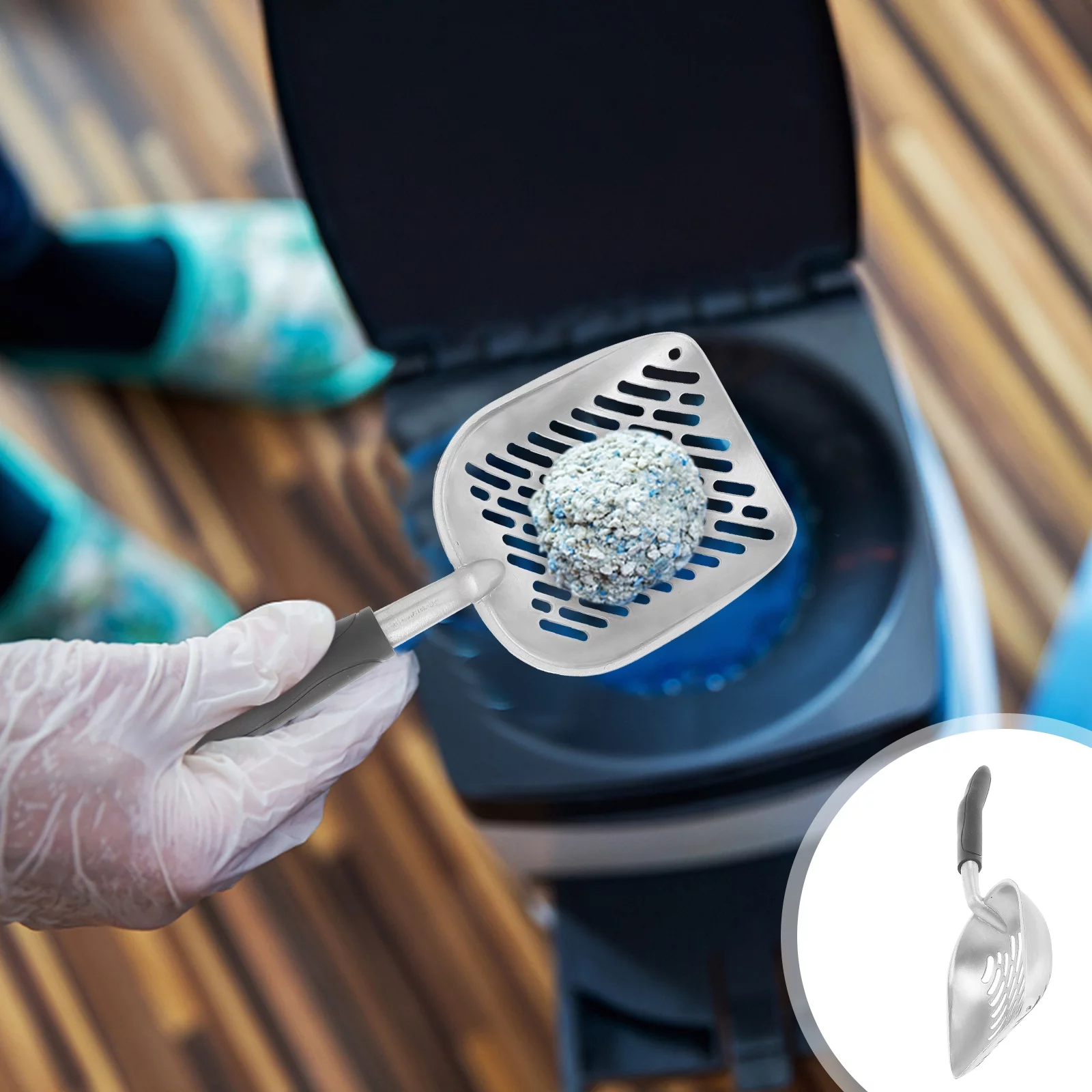 Guichaokj Long Handle Pet Kitty Dog Litter Scooper Durable Metal Pet Sift Shovel (Blue)