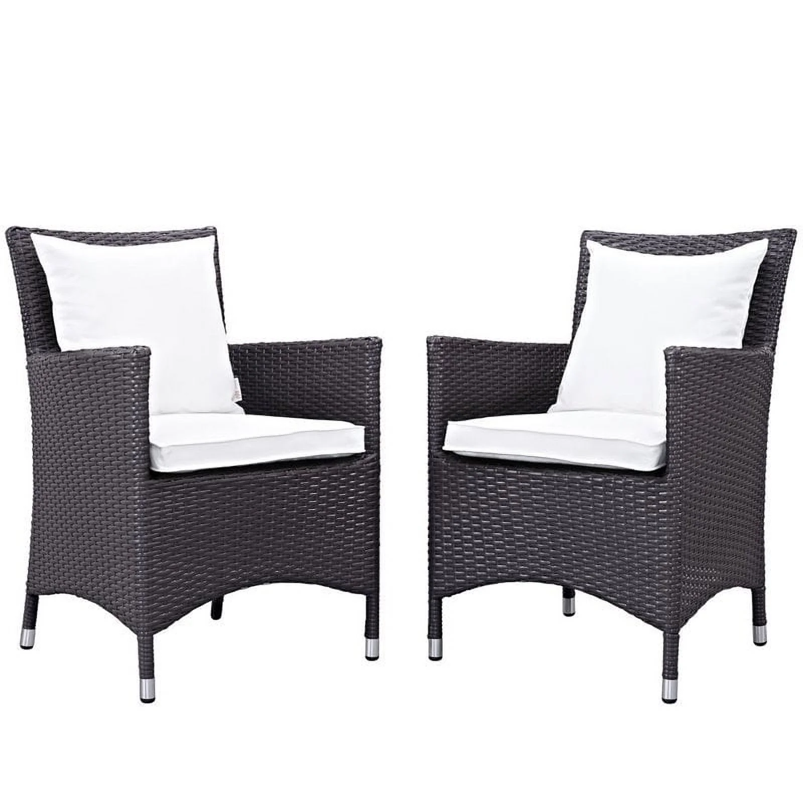 Pemberly Row  Patio Dining Chair in Espresso and White (Set of 2)
