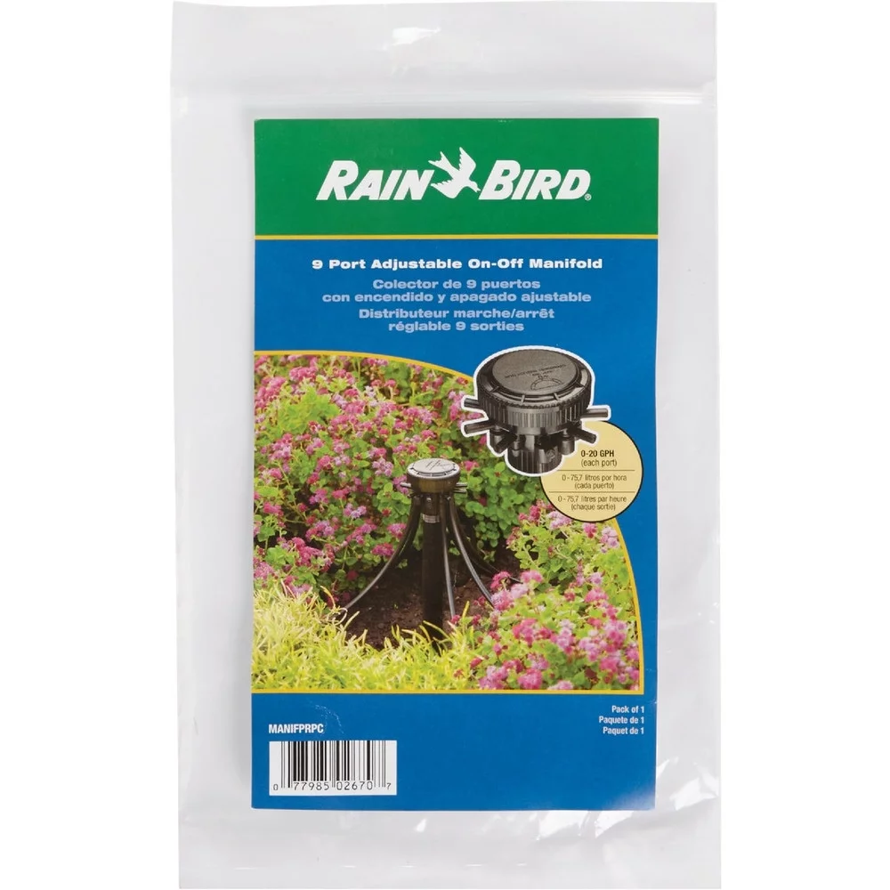 1 PK, Rain Bird MANIFPRPS2-Rain Bird 9-Port Adjustable Flow Manifold