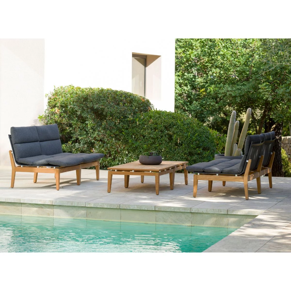 Amazonia Trieste 6-Piece, 100% FSC Teak & Mesh, Outdoor Patio Conversation Set with Cushions