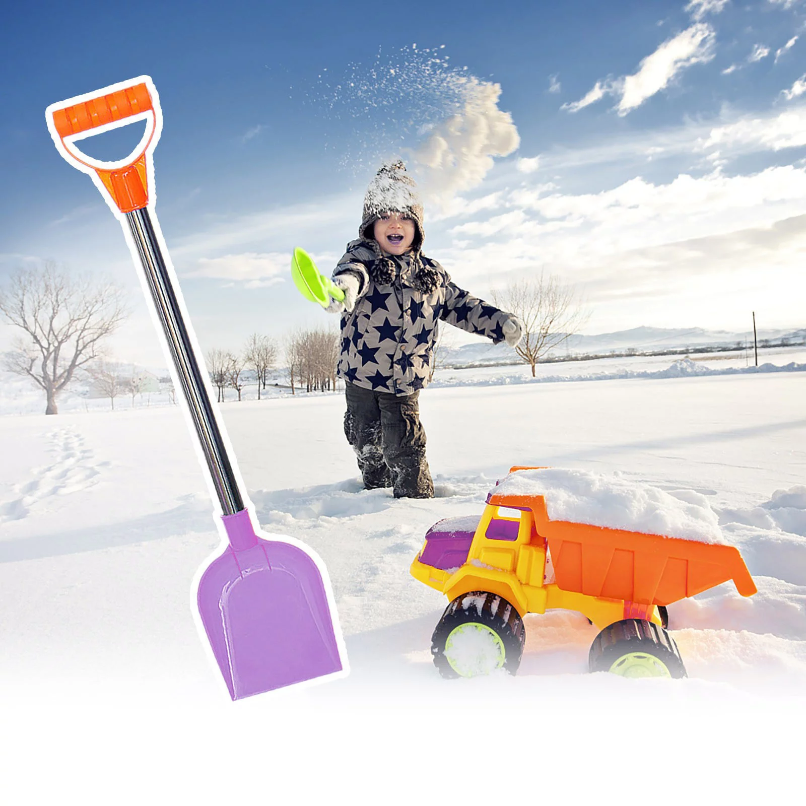 TOYFUNNY Children's Snow Shovel Children's Beach Shovel with Stainless Steel Handle