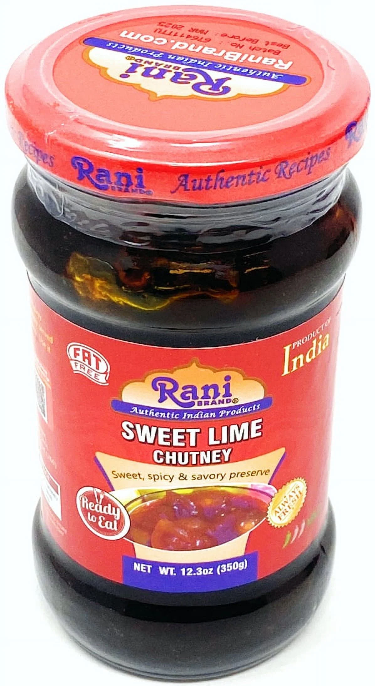 Rani Lime Sweet Mango Chutney (Indian Preserve) 12.5oz (350g) Glass Jar, Ready to eat, Vegan ~ Gluten Free, All Natural, NON-GMO