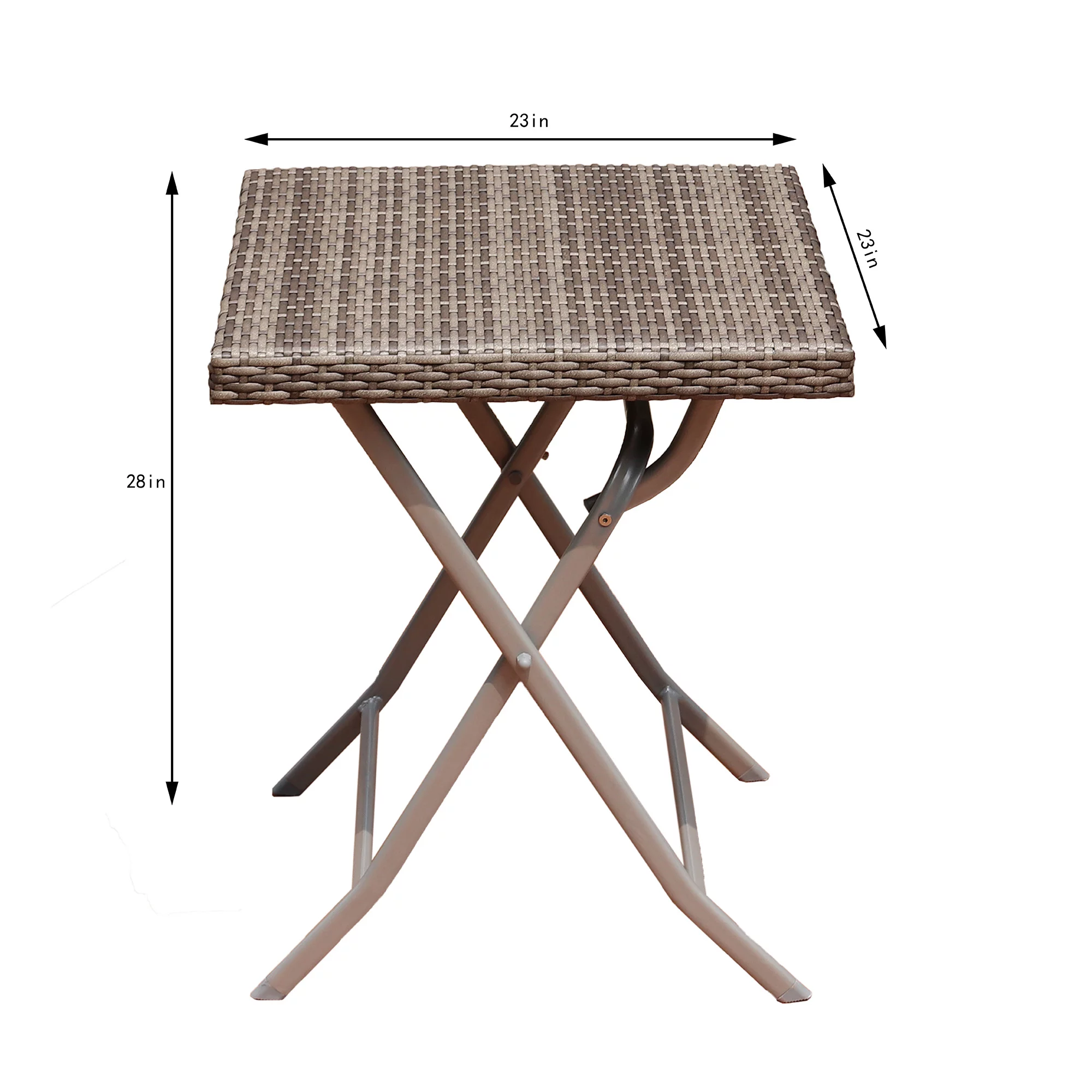 Abble 3 Pieces Grey Wicker and Steel Frame Folding Set