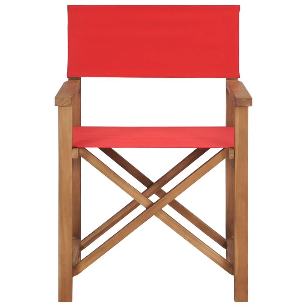 Director's Chair Solid Teak Wood Red