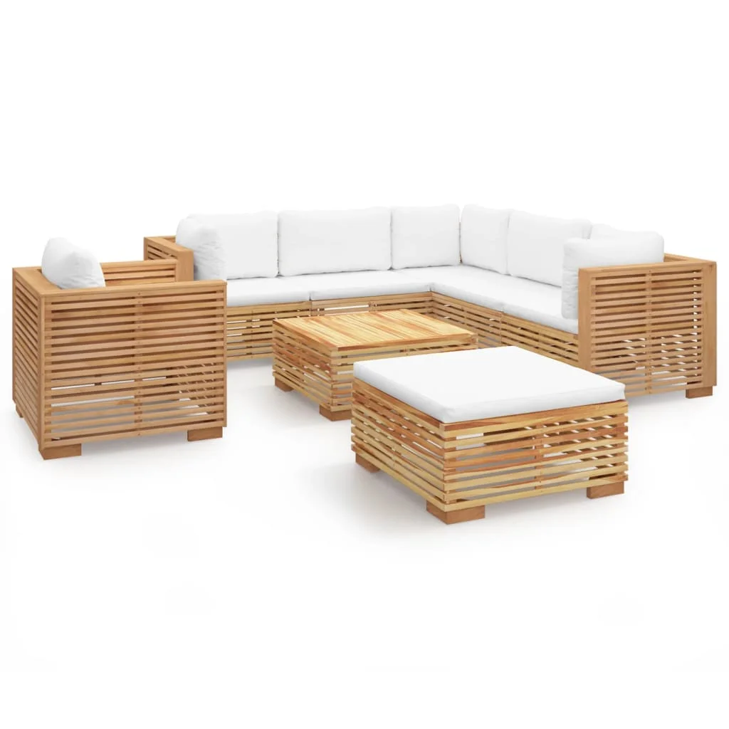Dcenta 8 Piece Patio Set with Cushions Solid Wood Teak