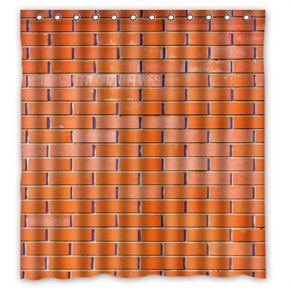 Libin Style Funny Design Red Brick Wall Shower Curtain Waterproof Polyester Fabric Bathroom Curtain 66x72 inch