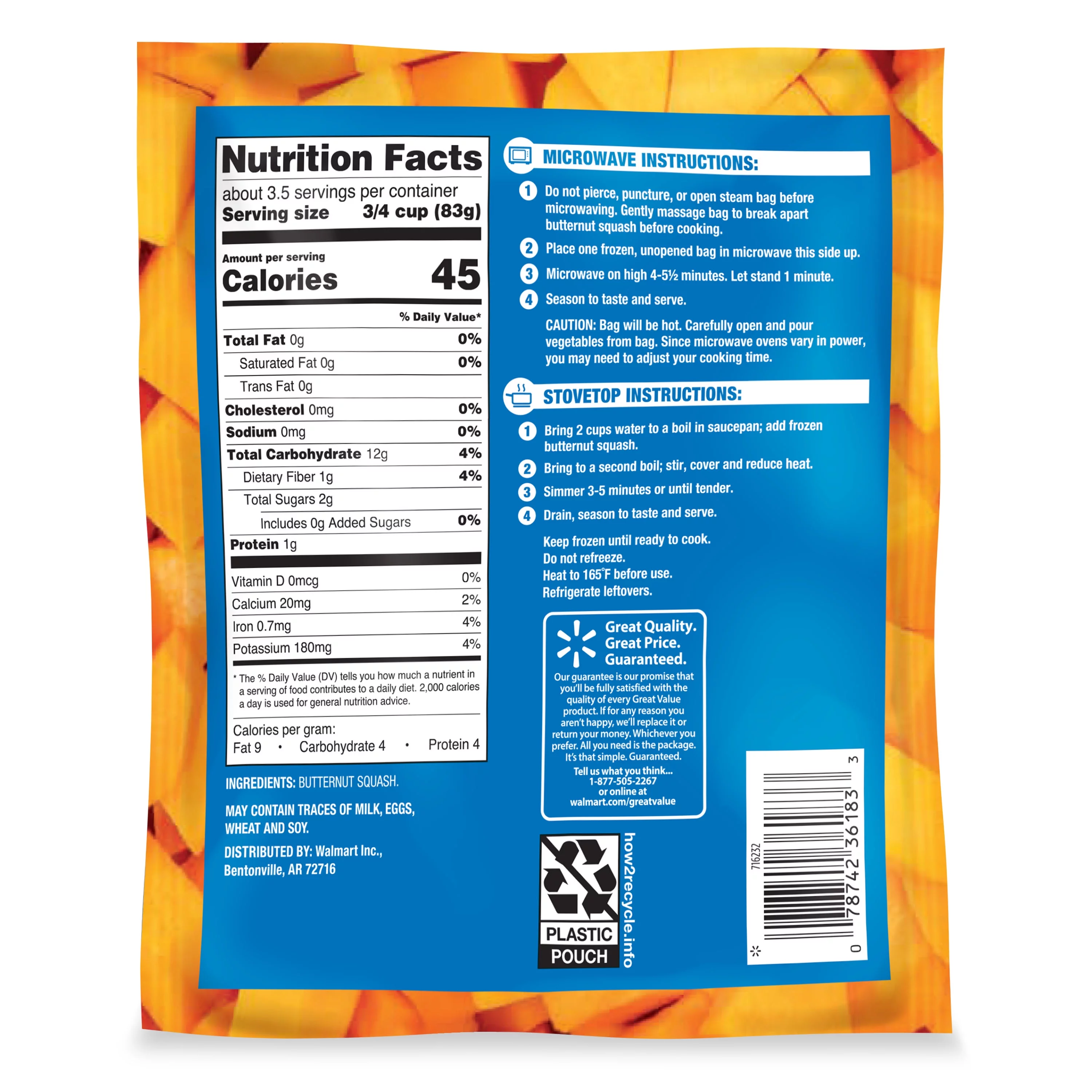 Great Value Butternut Squash, 10 oz (Frozen)