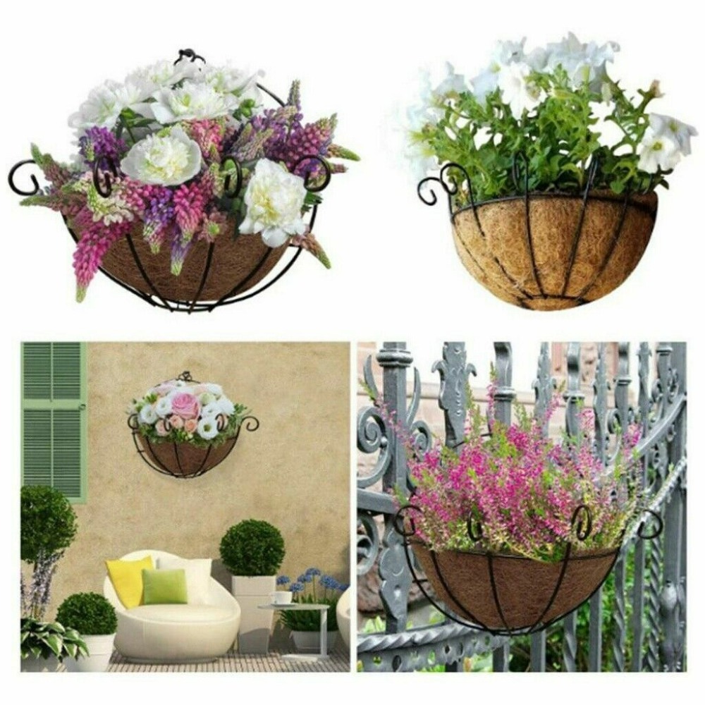 Cocobaby 2Pcs 16 Inches Half Round Thick Coconut Fiber Plant Basket Liner and 2 Linings