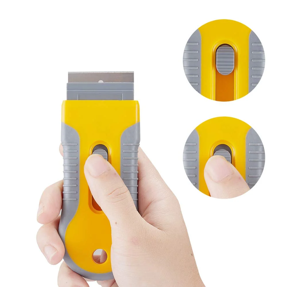 Razor Blade Scrape with 15pcs Extra Blades, Scraper Tool, Razor Blade Retractable, Paint Stripping Tool, Cleaning Tool for Removing Labels, Stickers, Decals, Paint from Glass and Stovetop