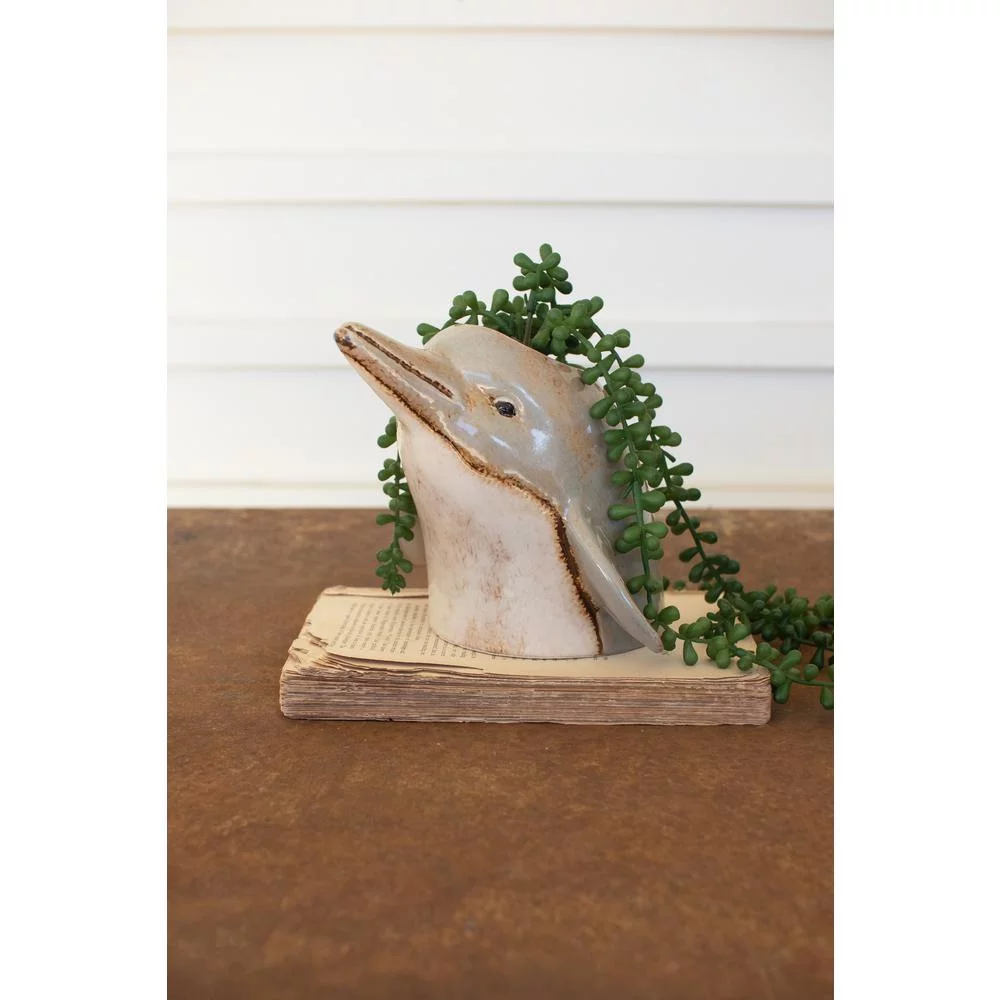 Kalalou Inc Ceramic Dolphin Planter