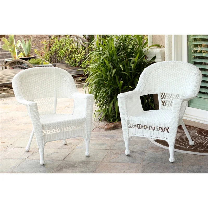 Kingfisher Lane 3 Piece Wicker Conversation Set in White without Cushion