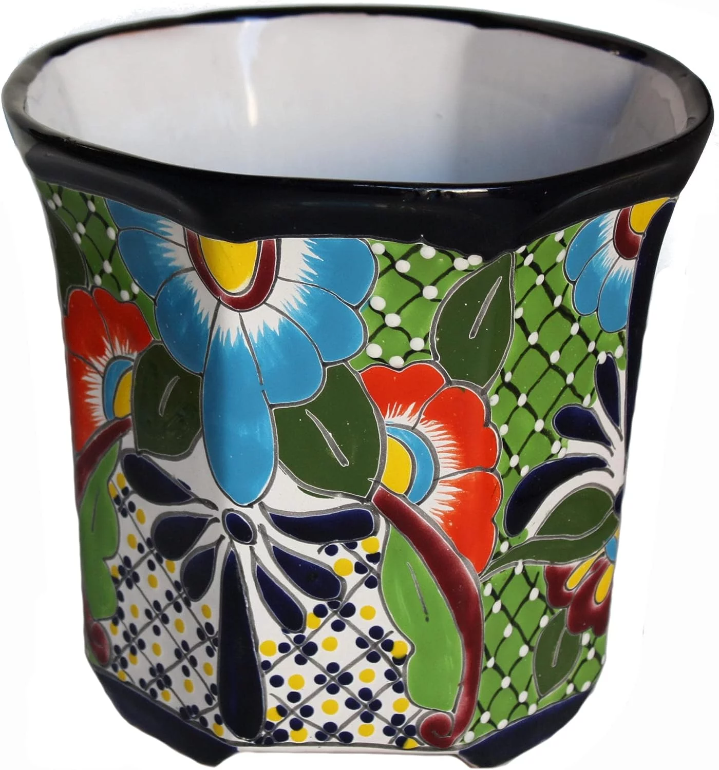 Sevina Mexican Colors Talavera Ceramic Garden Pot, Size: 10'' Overall Diameter x 9'' Height.