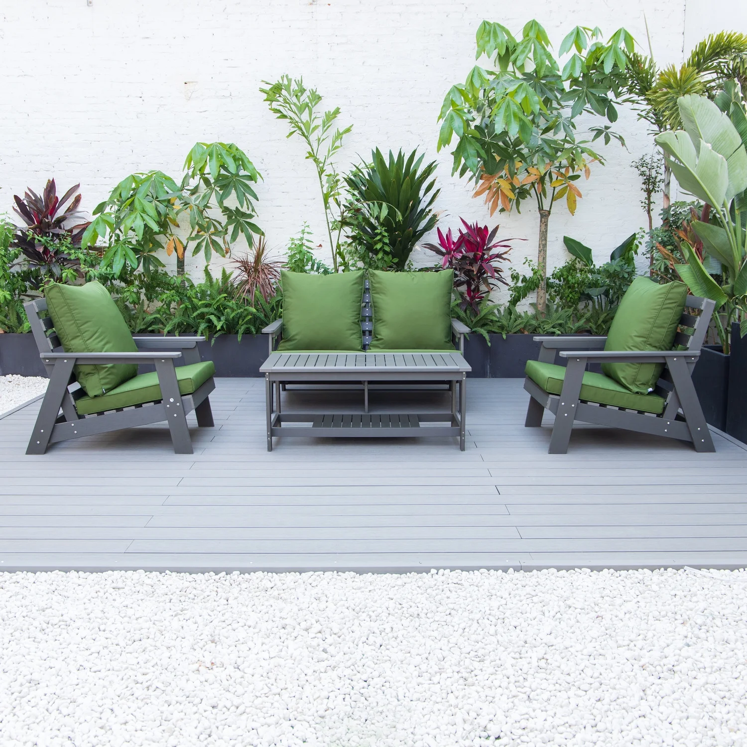 Maykoosh Mediterranean Magic Poly Lumber 4-Piece Weather Resistant Patio Conversation Set