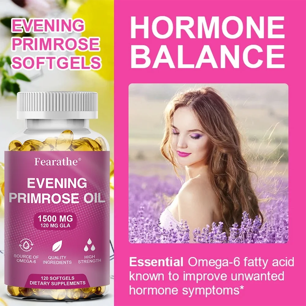 Evening Primrose Oil 1500mg, 30/60/120 Capsules Promotes Women's Health - Cold Pressed, Non-GMO, Gluten Free