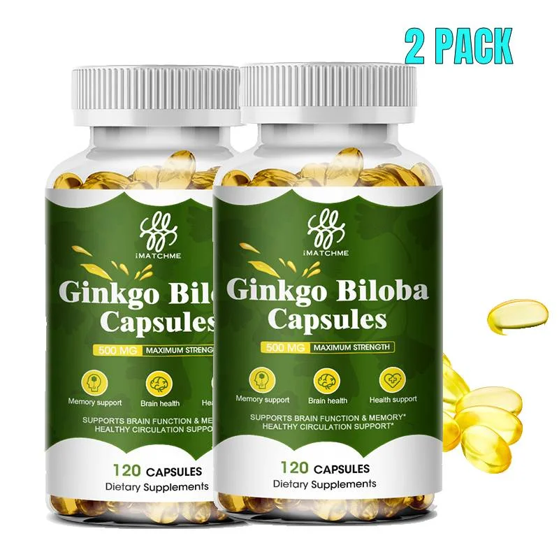 (2 PACK) MM iMatchme Ginkgo Biloba Max Strength 500mg | Supports Brain Function & Memory Support | 240 Vegetarian Capsules