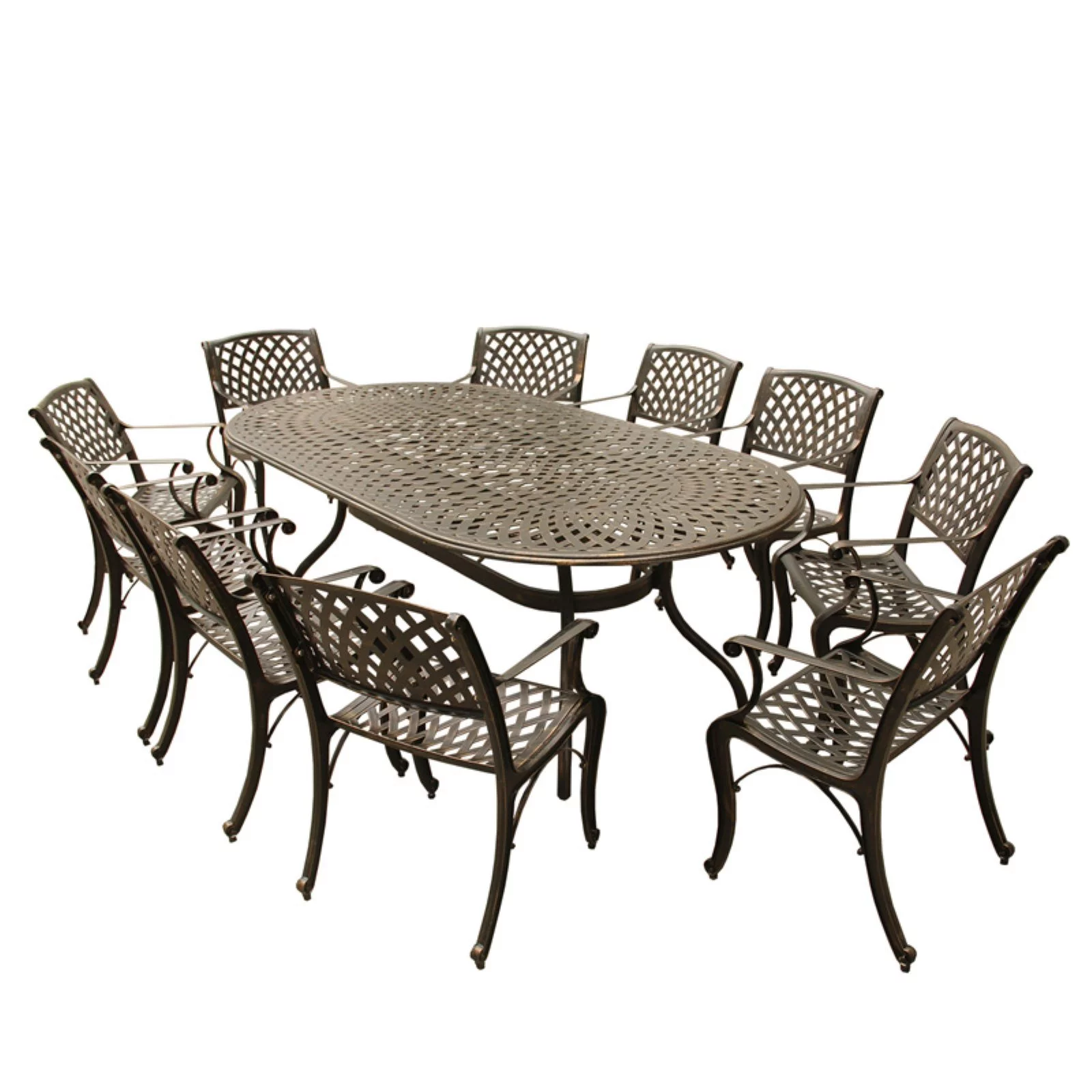 Oakland Living Modern Mesh Lattice Aluminum 11 Piece Patio Dining Set