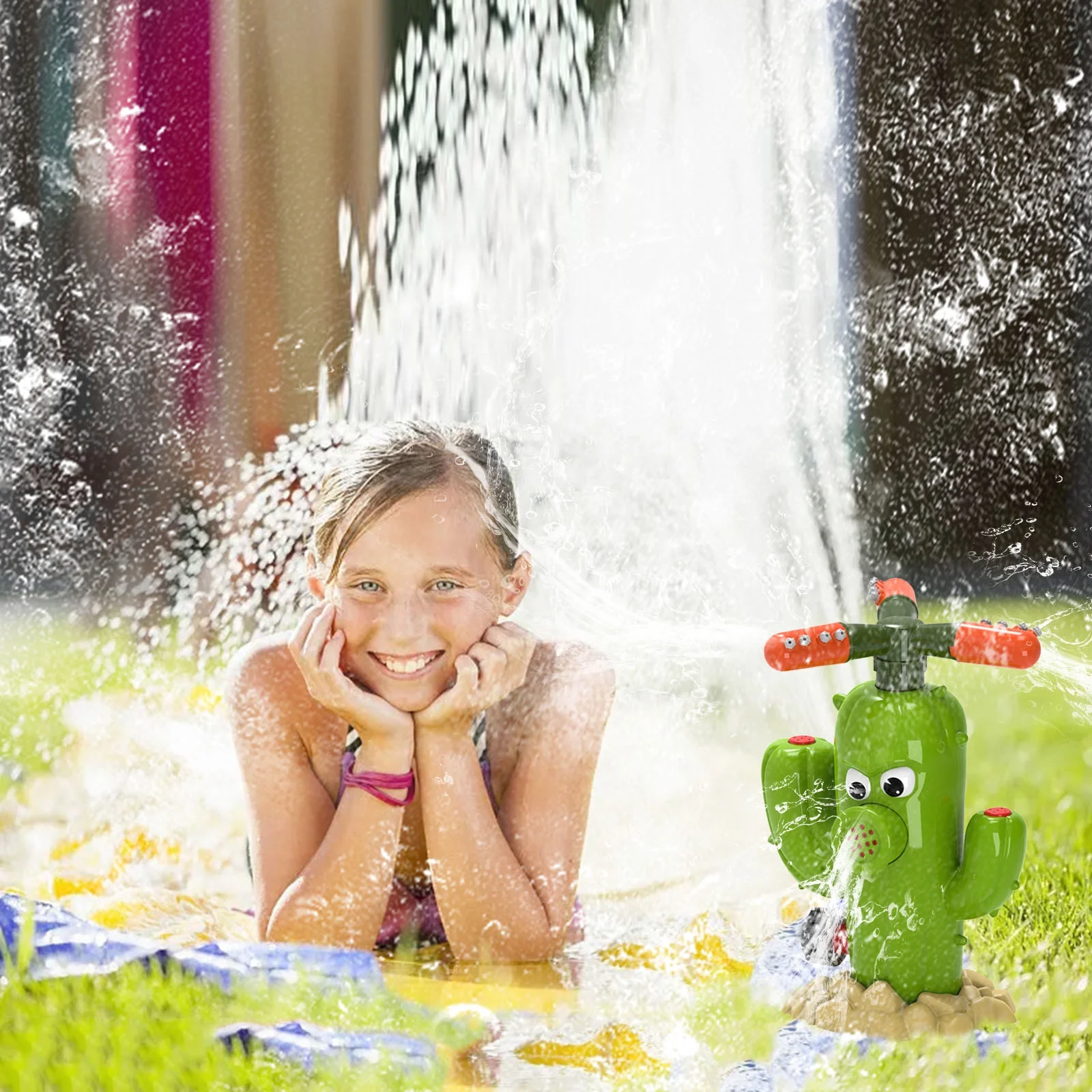 XIANXIAN Rotating Nozzle Cactus Garden Sprinkler 360 Rotating Sprinkler Large Area Coverage Adjustable Weighted Gardening Watering System