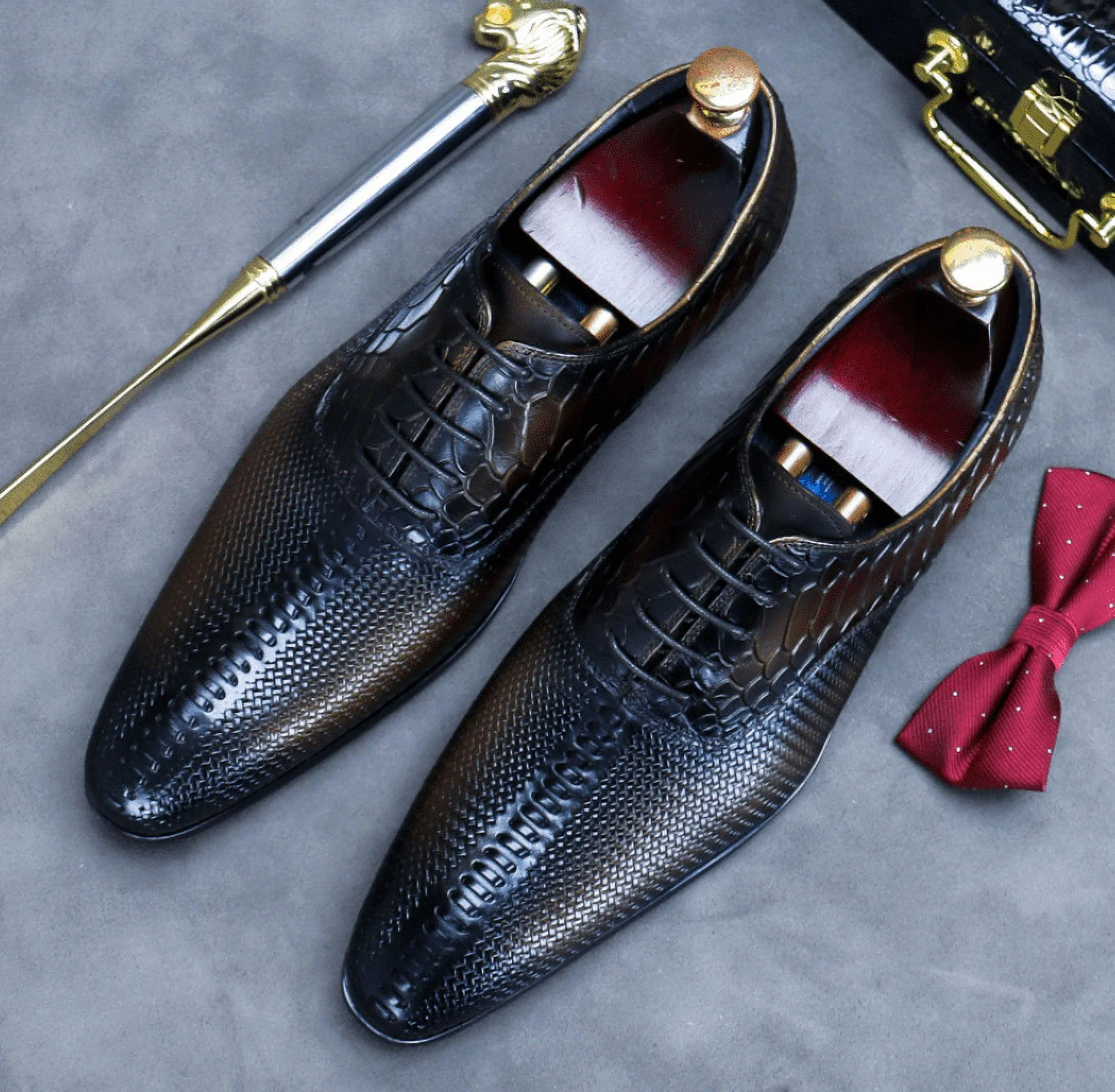 Mens Real Leather Business Leisure Shoes Pointy Toe Wedding Oxfords Work Office