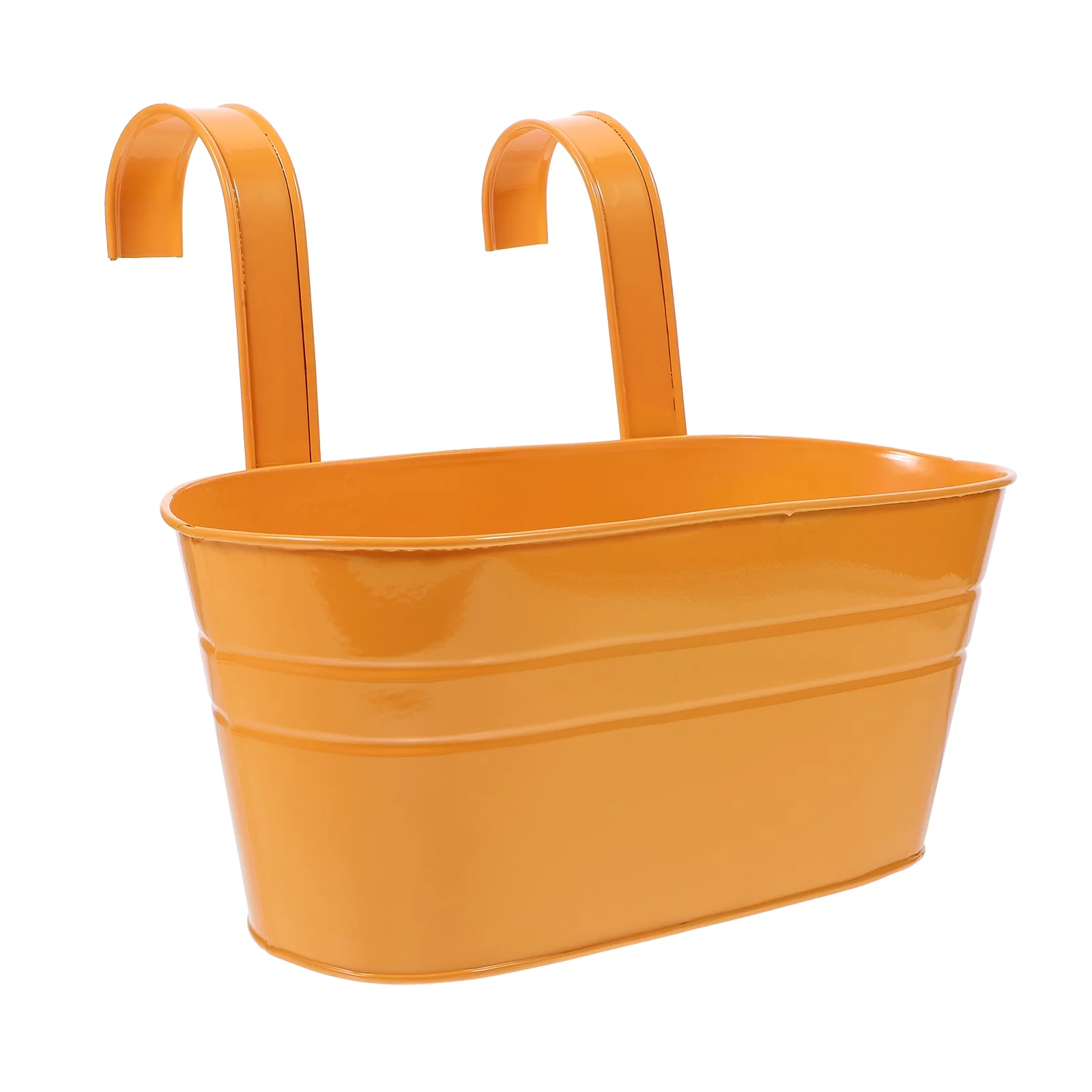 1Pc Detachable Wall Mounted Flowerpot Oval Iron Barrel Hanging Flower Pot Decor With Double Hooks for  (Random Color)