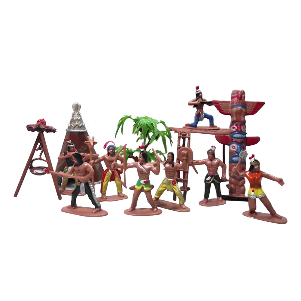 Homemaxs Indian Figures Figure Native Toys American Figurines Indians Playset Model Plastic Kids Action Figurine  West