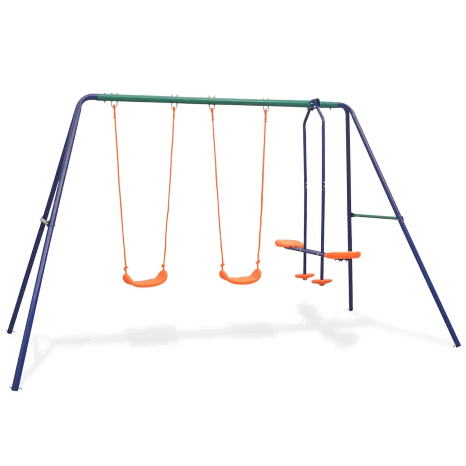 moobody Swing Set with 4 Seats, Outside Playground Swing Seat Children Patio Orange